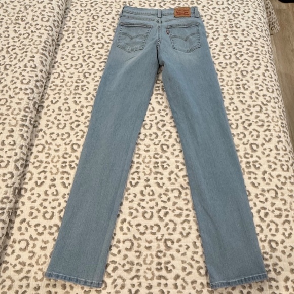 Levis 724 High Rise Straight Denim Light Wash Distressed Blue Jeans Size 25 - Picture 2 of 10